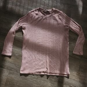 Dusty Pink SHEIN LUNE Split Hem Rib-knit Longline Tee